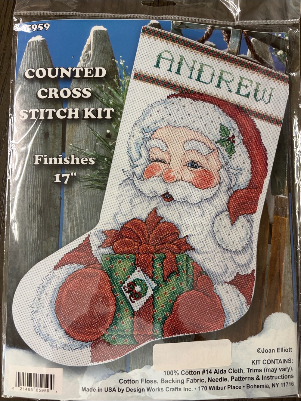 Counted Cross Stitch Santa Stocking Kit - NWT